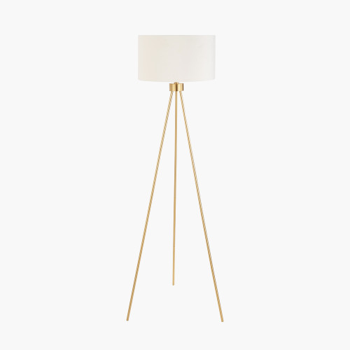 Pacific Lifestyle Houston Brushed Brass Metal Tripod Floor Lamp