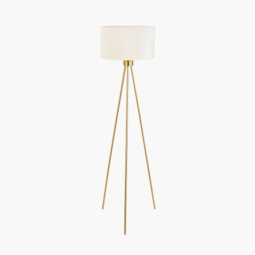 pacific lifestyle Houston Brushed Brass Metal Tripod Floor Lamp