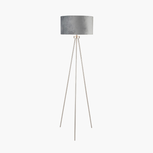 Pacific Lifestyle Houston Brushed Silver Metal Tripod Floor Lamp