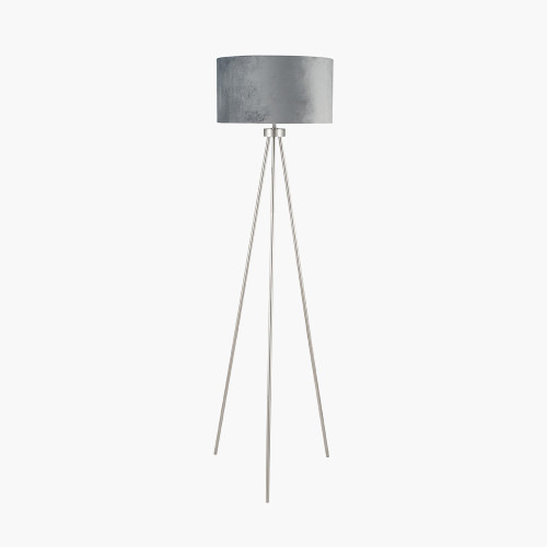 pacific lifestyle Houston Brushed Silver Metal Tripod Floor Lamp