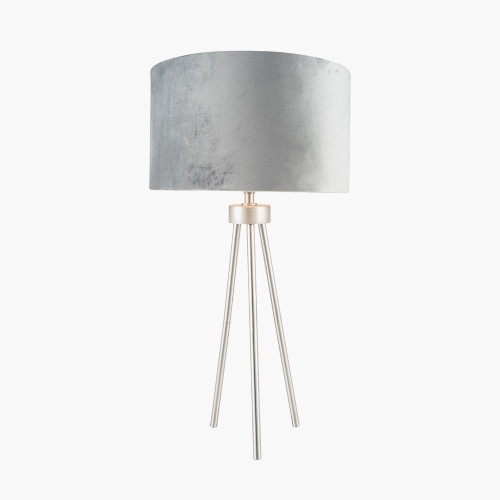 Pacific Lifestyle Houston Brushed Silver Metal Tripod Table Lamp