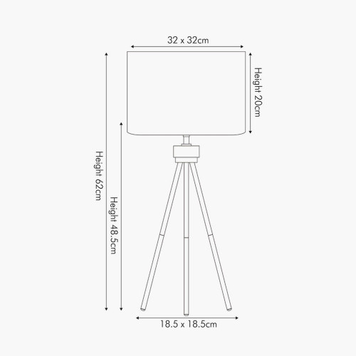 Pacific Lifestyle Houston Brushed Silver Metal Tripod Table Lamp