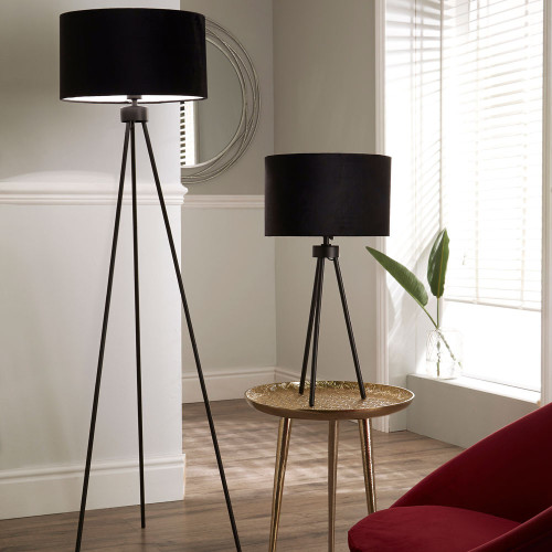 Pacific Lifestyle Houston Matt Black Metal Tripod Floor Lamp
