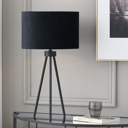 Pacific Lifestyle Houston Matt Black Metal Tripod Table Lamp
