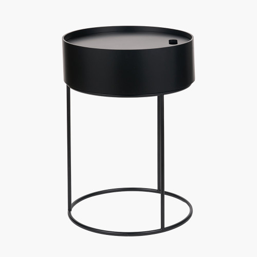 pacific lifestyle Hugo Black Wood Veneer and Black Metal Storage Table