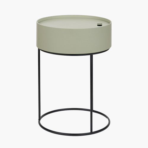 pacific lifestyle Hugo Sage Green Wood Veneer and Black Metal Storage Table