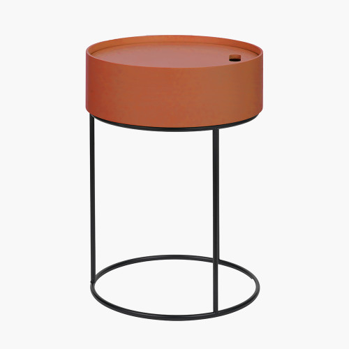 pacific lifestyle Hugo Tobacco Wood Veneer and Black Metal Storage Table