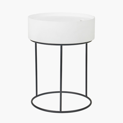 Pacific Lifestyle Hugo White Wood Veneer And Black Metal Storage Table