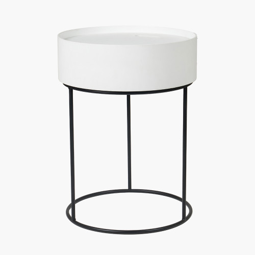 pacific lifestyle Hugo White Wood Veneer and Black Metal Storage Table