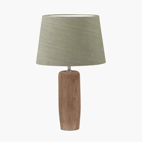 pacific lifestyle Inaya Natural Tapered Large Wood Table Lamp Base with Milos 40cm Pistachio Green Linen Tapered Lampshade