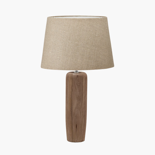pacific lifestyle Inaya Natural Tapered Large Wood Table Lamp Base with Milos 40cm Natural Linen Tapered Lampshade