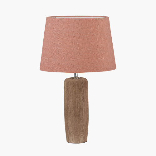 pacific lifestyle Inaya Natural Tapered Wood Table Lamp Base with Milos 35cm Apricot Linen Tapered Lampshade