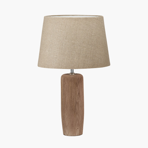 pacific lifestyle Inaya Natural Tapered Wood Table Lamp Base with Milos 35cm Natural Linen Tapered Lampshade