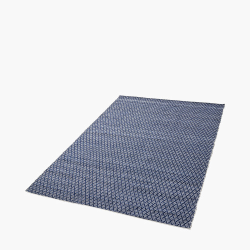 Pacific Lifestyle Indoor Outdoor Denim Blue And White Ikat Design Rug