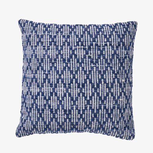 pacific lifestyle Indoor Outdoor Denim Blue and White Ikat Design Scatter Cushion
