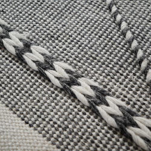 Pacific Lifestyle Indoor Outdoor Grey And White Plaited Stripe Design Rug