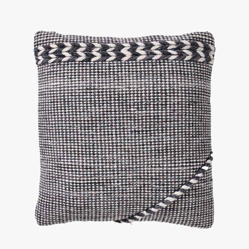 pacific lifestyle Indoor Outdoor Grey and White Plaited Stripe Design Scatter Cushion