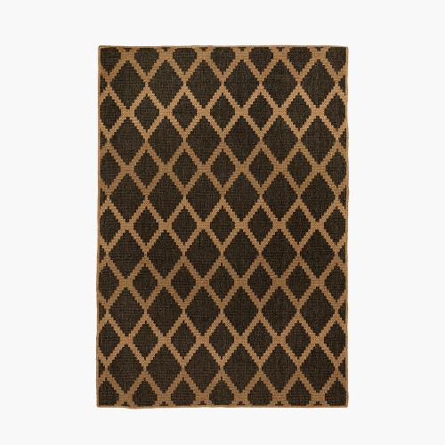 pacific lifestyle Indoor Outdoor Natural and Slate Grey Diamond Design Rug