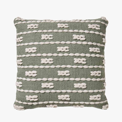 pacific lifestyle Indoor Outdoor Sage and White Braid Design Square Scatter Cushion