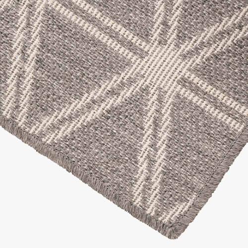Pacific Lifestyle Indoor Outdoor Silver And White Geometric Design Rug
