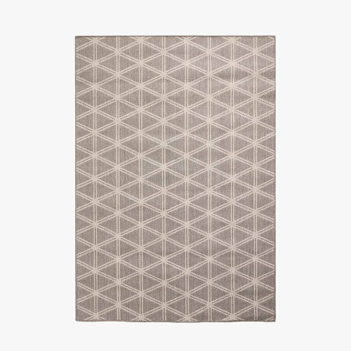 pacific lifestyle Indoor Outdoor Silver and White Geometric Design Rug