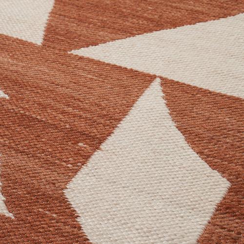 Pacific Lifestyle Indoor Outdoor Terracotta And Ivory Geometric Design Rug Large