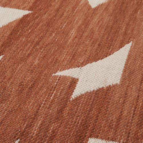 Pacific Lifestyle Indoor Outdoor Terracotta And Ivory Geometric Design Rug