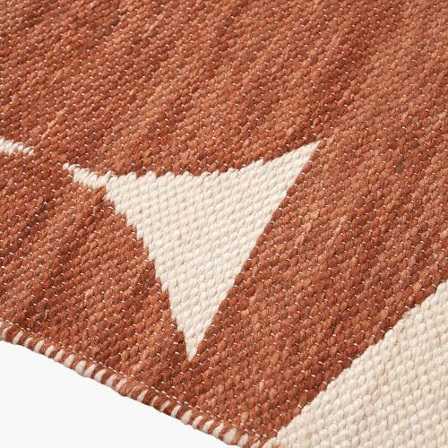 Pacific Lifestyle Indoor Outdoor Terracotta And Ivory Geometric Design Rug