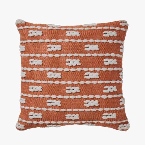 pacific lifestyle Indoor Outdoor Terracotta and White Braid Design Scatter Cushion