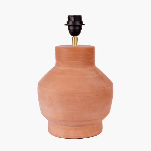 Pacific Lifestyle Inna Natural Urn Terracotta Table Lamp Base With Lino 35cm Black Self Lined Linen Cylinder Lampshade