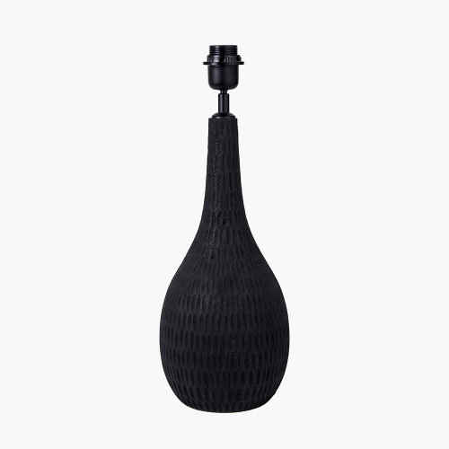 Pacific Lifestyle Ioan Black Engraved Wood Bottle Table Lamp Base