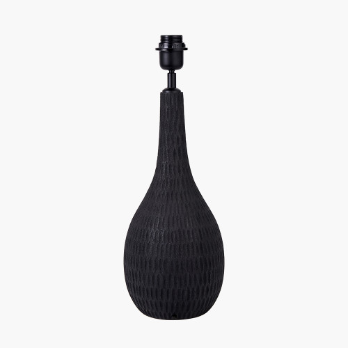 Pacific Lifestyle Ioan Black Engraved Wood Bottle Table Lamp Base