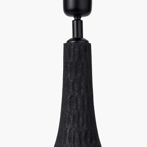 Pacific Lifestyle Ioan Black Engraved Wood Bottle Table Lamp Base With Izara 40cm Cinnamon Ikat Patterned Mushroom Pleat Tapered Lampshade