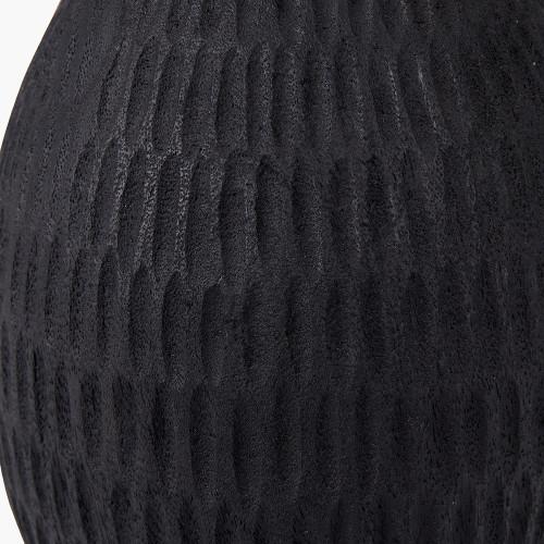 Pacific Lifestyle Ioan Black Engraved Wood Bottle Table Lamp Base With Izara 40cm Ocean Blue Ikat Patterned Mushroom Pleat Tapered Lampshade