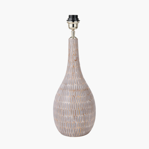 pacific lifestyle Ioan Grey Engraved Wood Bottle Table Lamp Base
