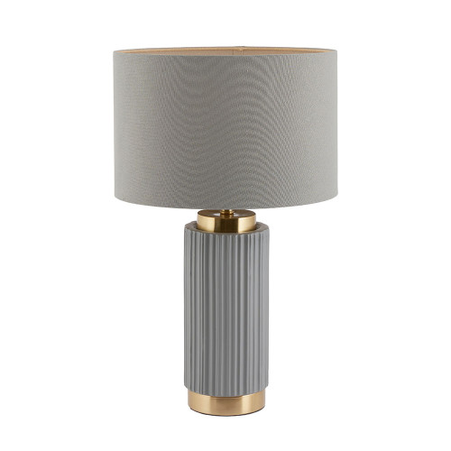 Pacific Lifestyle Ionic Grey Textured Ceramic And Gold Metal Table Lamp