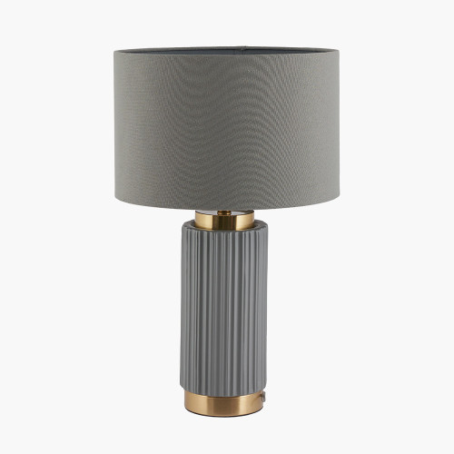 Pacific Lifestyle Ionic Grey Textured Ceramic And Gold Metal Table Lamp