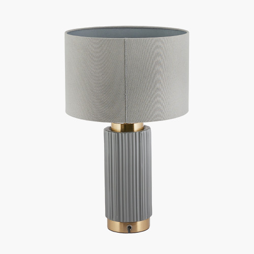 Pacific Lifestyle Ionic Grey Textured Ceramic And Gold Metal Table Lamp