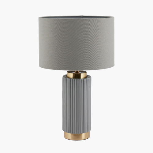 pacific lifestyle Ionic Grey Textured Ceramic and Gold Metal Table Lamp