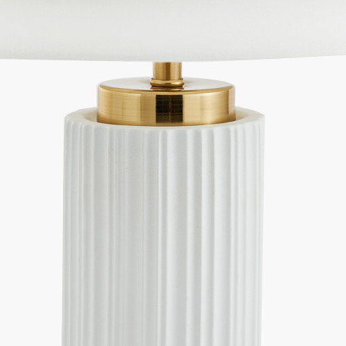 Pacific Lifestyle Ionic White Textured Ceramic And Gold Metal Table Lamp