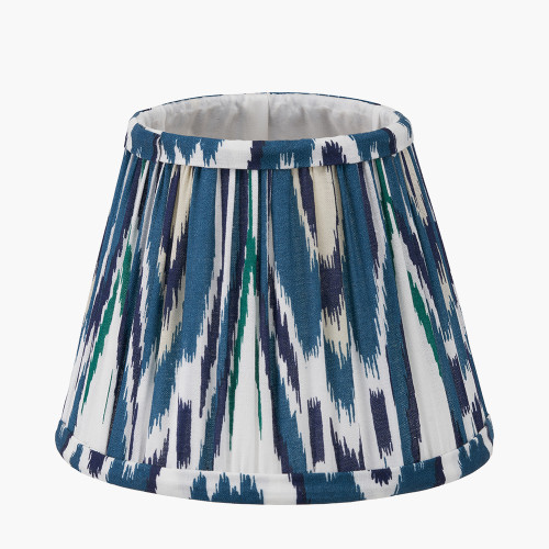 Pacific Lifestyle Izara 16cm Ocean Blue Ikat Patterned Mushroom Pleat Tapered Lampshade
