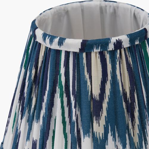 Pacific Lifestyle Izara 16cm Ocean Blue Ikat Patterned Mushroom Pleat Tapered Lampshade