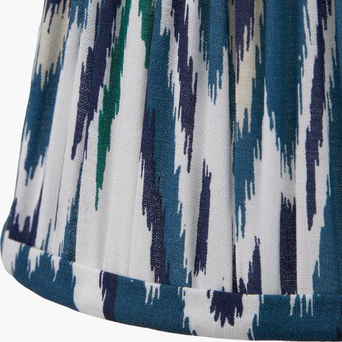 Pacific Lifestyle Izara 16cm Ocean Blue Ikat Patterned Mushroom Pleat Tapered Lampshade