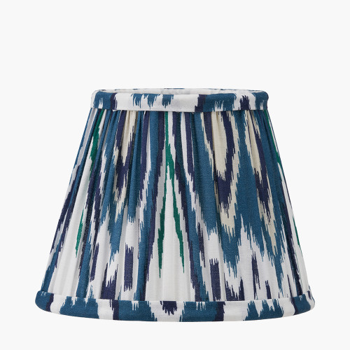 pacific lifestyle Izara 16cm Ocean Blue Ikat Patterned Mushroom Pleat Tapered Lampshade