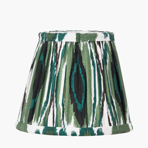 pacific lifestyle Izara 16cm Racing Green Ikat Patterned Mushroom Pleat Tapered Lampshade