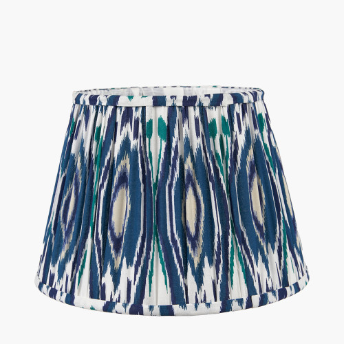 Pacific Lifestyle Izara 30cm Ocean Blue Ikat Patterned Mushroom Pleat Tapered Lampshade