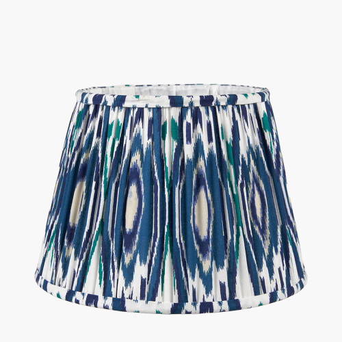 pacific lifestyle Izara 30cm Ocean Blue Ikat Patterned Mushroom Pleat Tapered Lampshade