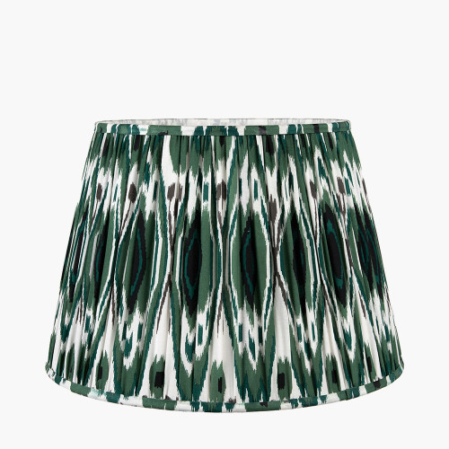 pacific lifestyle Izara 30cm Racing Green Ikat Patterned Mushroom Pleat Tapered Lampshade