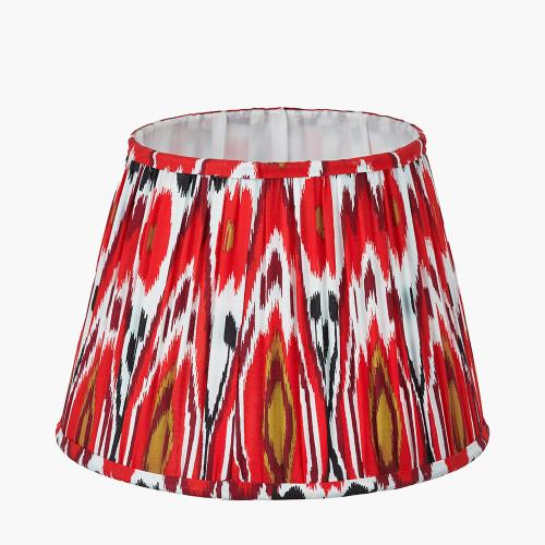 Pacific Lifestyle Izara 30cm Red Ikat Patterned Mushroom Pleat Tapered Lampshade