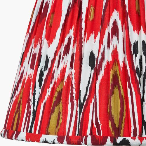 Pacific Lifestyle Izara 30cm Red Ikat Patterned Mushroom Pleat Tapered Lampshade